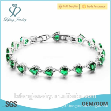 2016 newest design style fashion design platinum bracelet green rhinestone bracelet